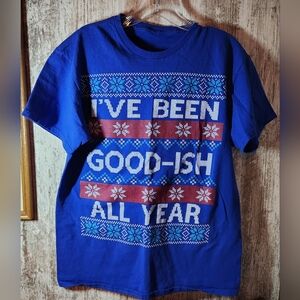 Source Unknown Royal Blue Graphic Holiday Tee - "I've Been Good-ish All Year"